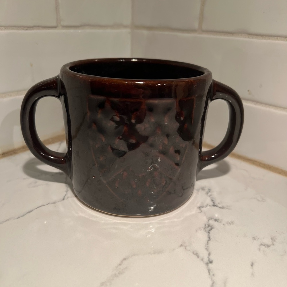 Embossed Rustic Lodge Cabin Decor Pinecone Double Handle Mug Studio Pottery